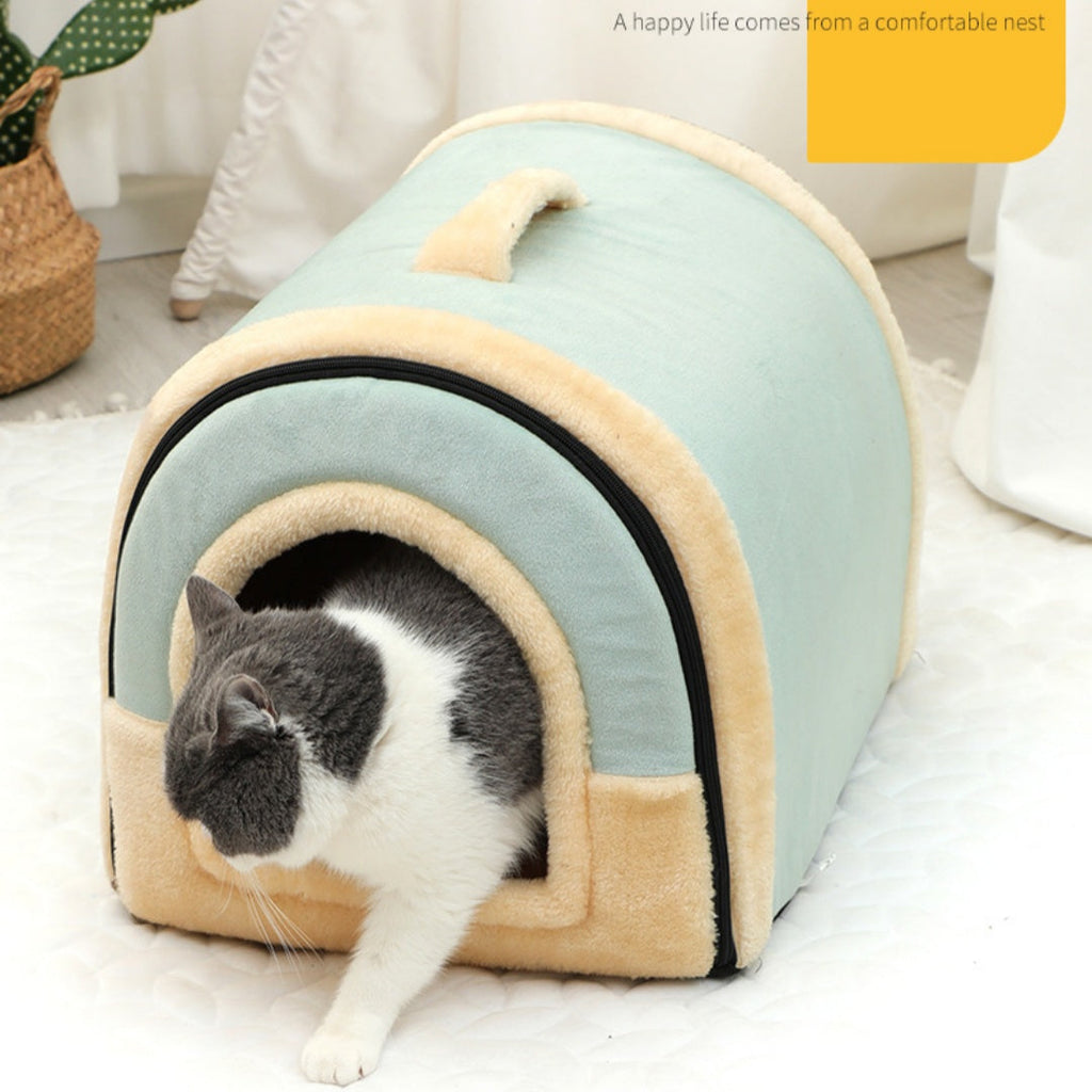 Portable Handle Pet Bed Warm Winter Kennel